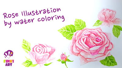 Painting tutorial | Rose illustration by water coloring