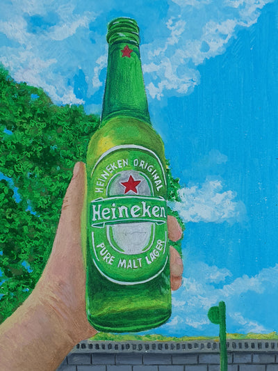 How to draw Heineken bottle with oil pastel