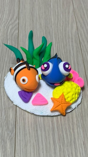 Clownfish & Bluetang  & coral reef with caly | Nemo & DORY & coral reef with caly