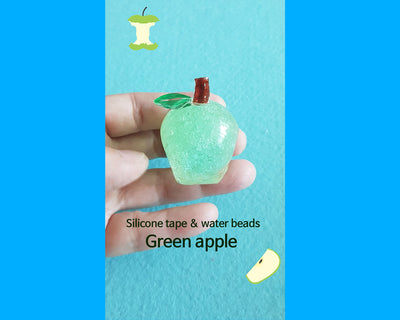 Green apple  | Apple fruit 🍏| Waterbeads apple fruit silicone 😋 😍 👀| Squishy and Silicone tape craft