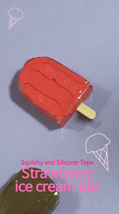 Strawberry ice cream bar 🍓🍦 🍬 😊| Squishy and Silicone Tape