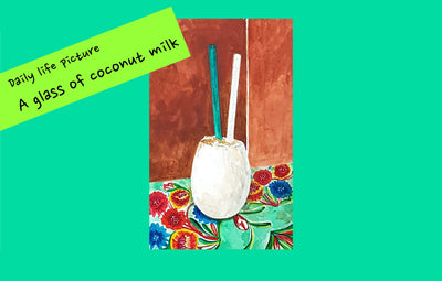 Painting | A glass of coconut milk