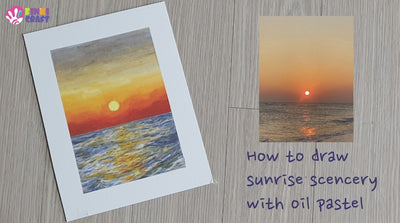 How to draw sunset scencery with oil pastel ☀️🌅