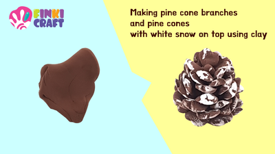 Christmas | How to make pine cone branches and pine cones with white snow on top using clay.