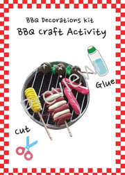 BBQ Decorations kit, BBQ Craft Activity. Barbeque Craft Ideas, BBQ printable image- Cut, and Glue